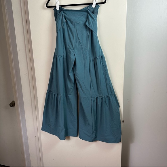 Halara Blue Hi/Waisted Shirred Tie‎ Front Back Wide Leg Palazzo-Like Pants NWT M - Picture 6 of 16